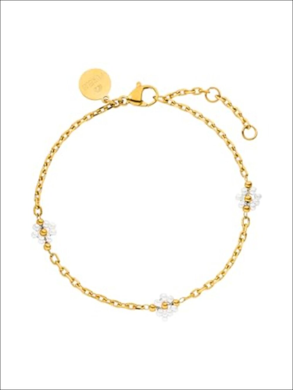 14K Gold Plated Stainless Steel Charm Bracelet Linen Blossom